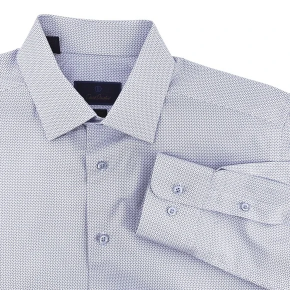 David Donahue Men's Dress Shirt Blue Geometric Pattern 16.5 32/33 100% Cotton - Picture 1 of 12